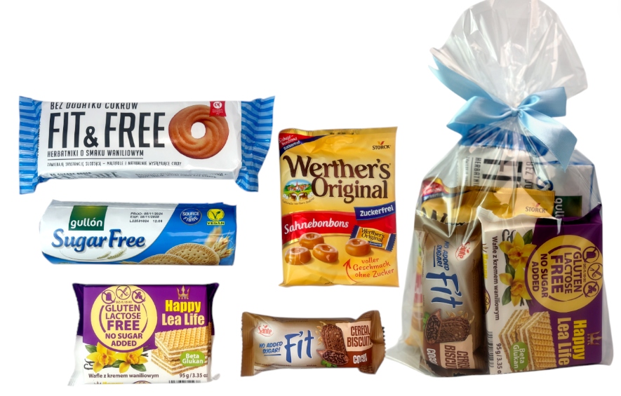Zestaw słodyczy Bez Cukru Karmelki Cukierki cukrzyków ciastka diabetyków