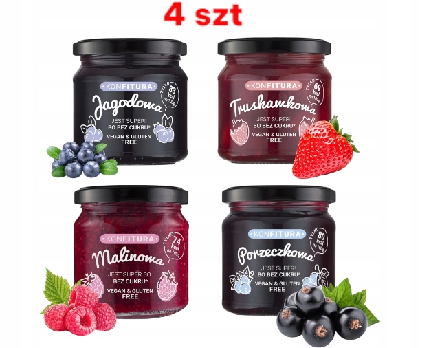 Konfitury Devaldano Malinowa Bez Cukru zestaw 4x190g diabetyków cukrzyków konfitura