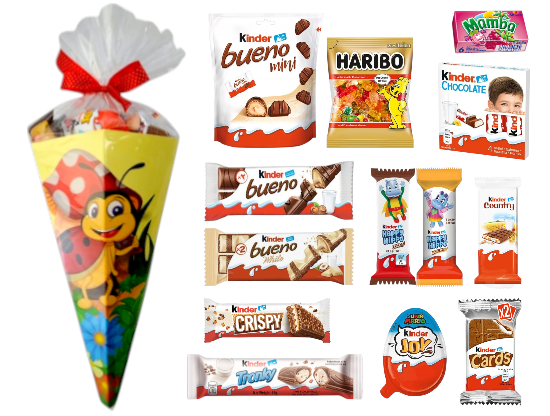 Zestaw Słodyczy Kinder Tyta Róg Obfitości 32cm ROZPOCZCIE ROKU SZKOLNEGO PIERWSZOLASISTY urodziny