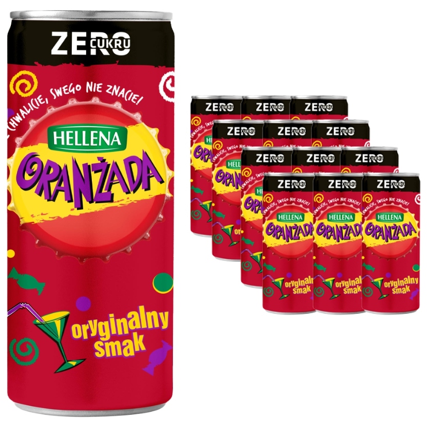 Hellena Oranżada Zero Napój Gazowany Bez Cukru w Puszce 12x0.25ml puszka