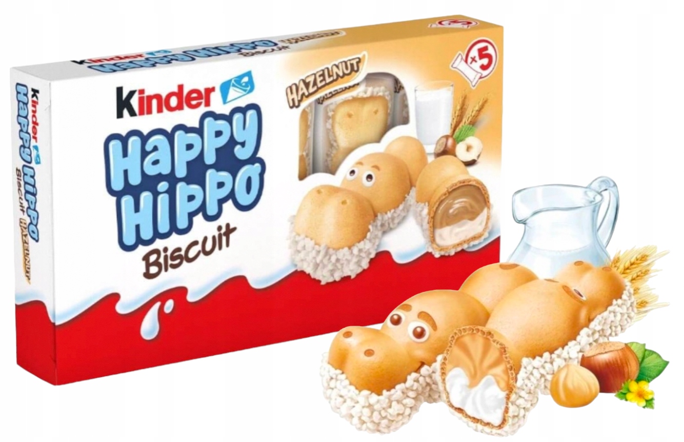 Batoniki Kinder Happy Hippo Orzechowe 5x20,7g DE Hipcie baton wafel dzieci MIKOŁAJ PACZKA