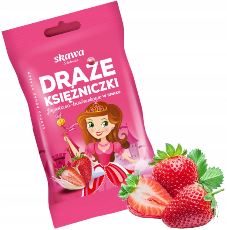 Skawa Draże Kokosowe Śmietankowe korsarz księżniczki BANANOWE 8 x70g dzieci