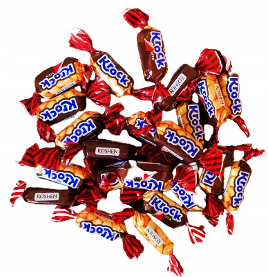 Roshen Krock Cukierki Karmelowe z orzechami Nadziewane Orzechy Karmel 1kg na wagę