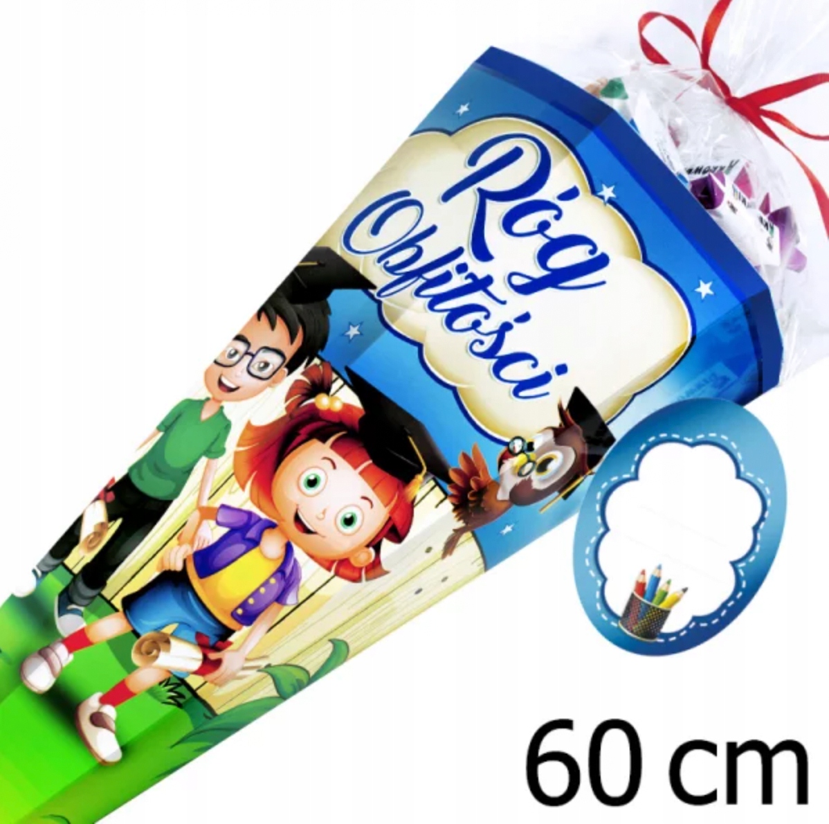 Kinder Tyta na rozpoczęcie roku szkolnego dla uczniów pierwszoklasisty pasowanie 60cm róg