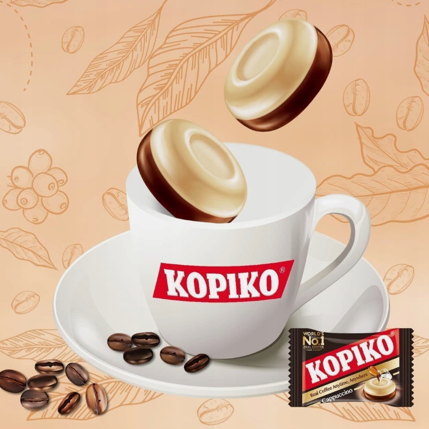 Kopiko Cappuccino Candy Cukierki Kawowe o smaku Kawy Kawa Na Prezent 100g