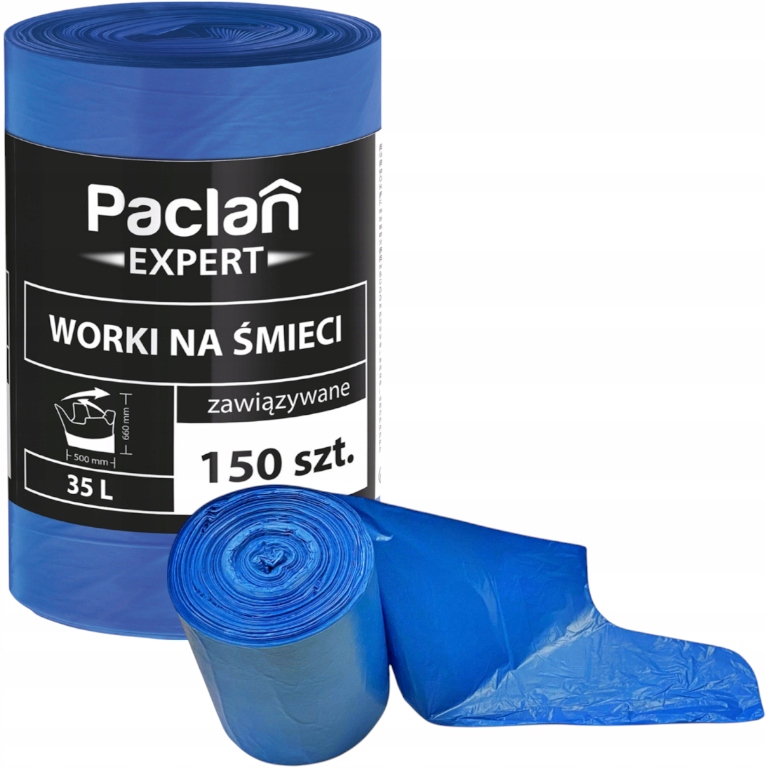 Paclan Expert Worki Na Śmieci Niebieskie Uniwersalne Zawiązywane 35l 150szt
