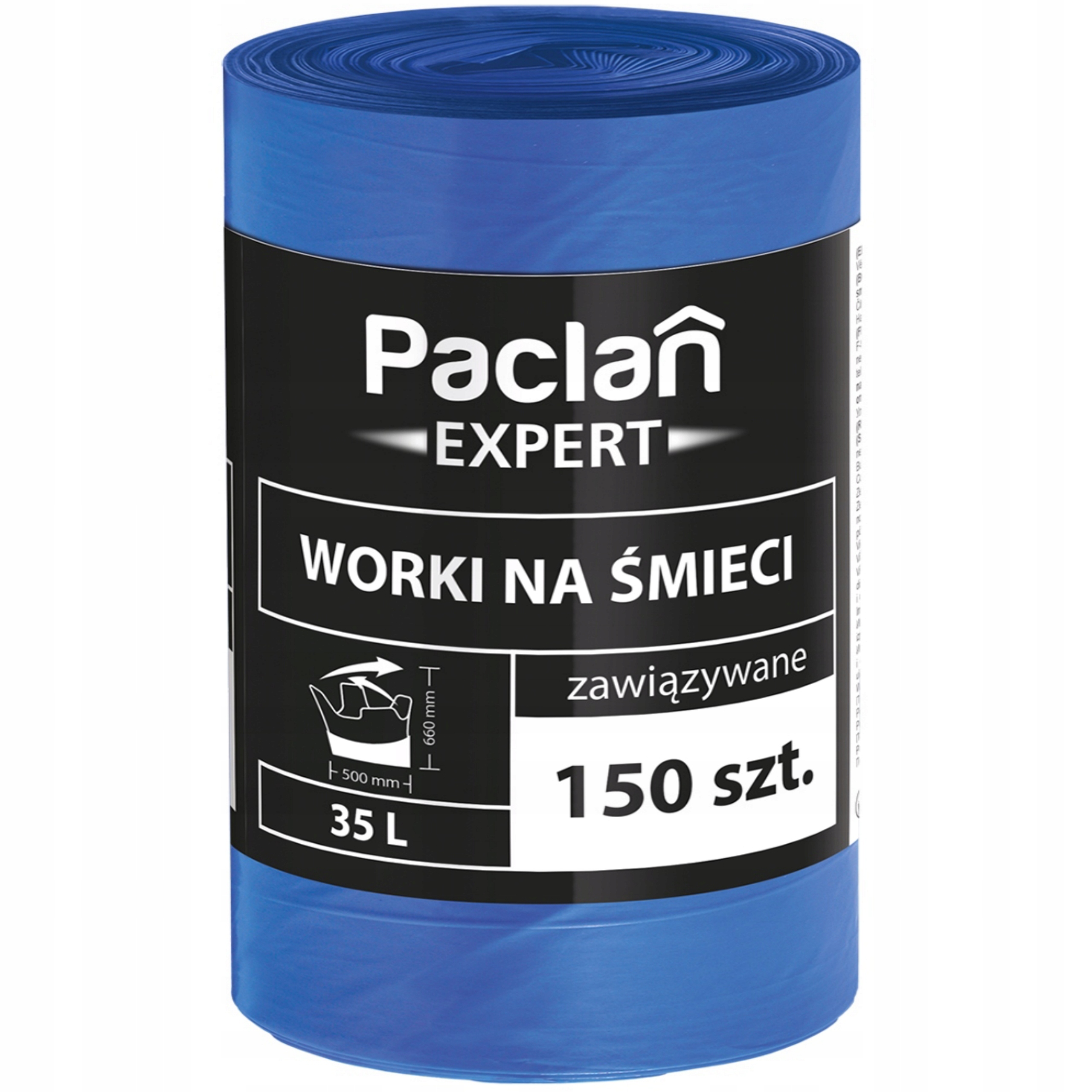 Paclan Expert Worki Na Śmieci Niebieskie Uniwersalne Zawiązywane 35l 150szt