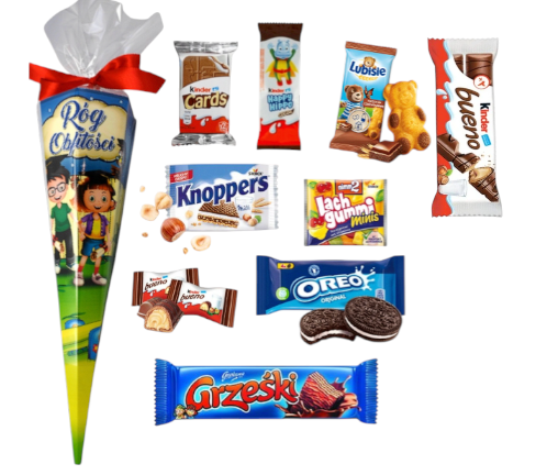 Kinder Tyta pierwszoklasisty ucznia pasowanie ucznia przedszkolaka róg rozpoczęcie roku