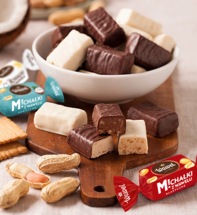 Wawel Cukierki Michałki Białe W Czekoladzie Z Orzechami Orzech Prezent 1kg na wagę