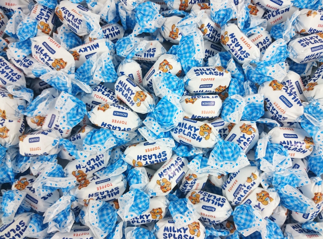 Roshen Milky Splash Cukierki Toffi nadzieniem mlecznym dla dzieci Mleka 1kg
