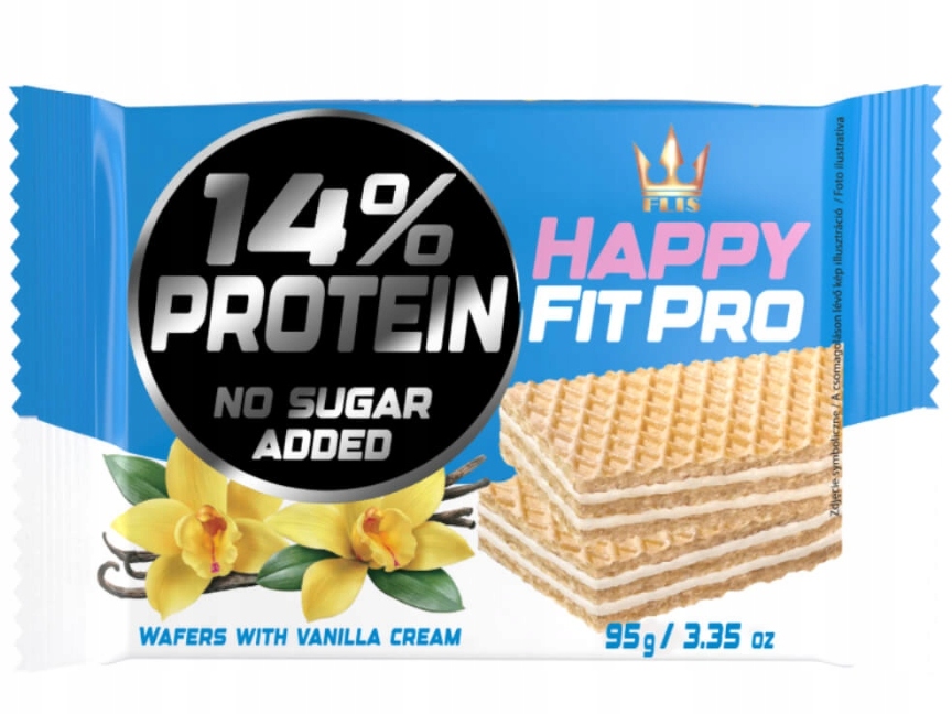Wafelki Waniliowe Bez Cukru Proteinowe Proteiny Happy Fit Pro Wafle 95g