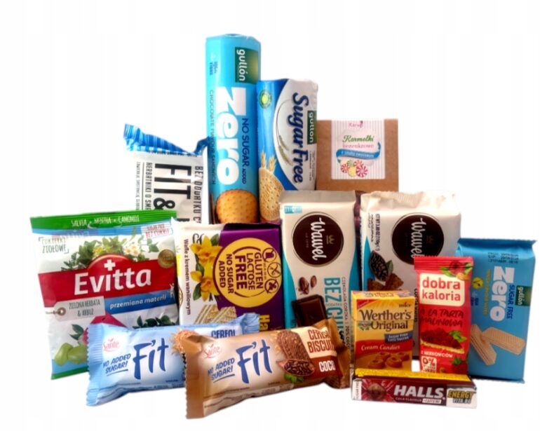 Bez Cukru ciastka Cukierki dla cukrzyków diabetyków zestaw paczka prezent