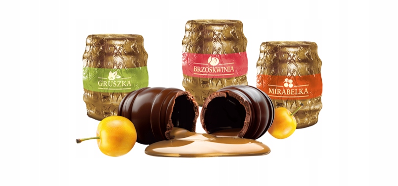 E.Wedel Baryłki Owocowe Gruszka Z Alkoholem W Czekoladzie Deserowa Mix 200g bombonierka prezent święta