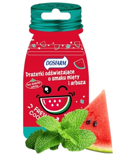 Dosfarm Drażetki Odświeżające Owocowe bez cukru mango Cukierki 16g diabetyków cukrzyków
