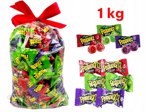 Peppinez roshen Cukierki Kwaśne Nadziewane Landrynki Owocowe Smaków 1KG ŚWIĘTA