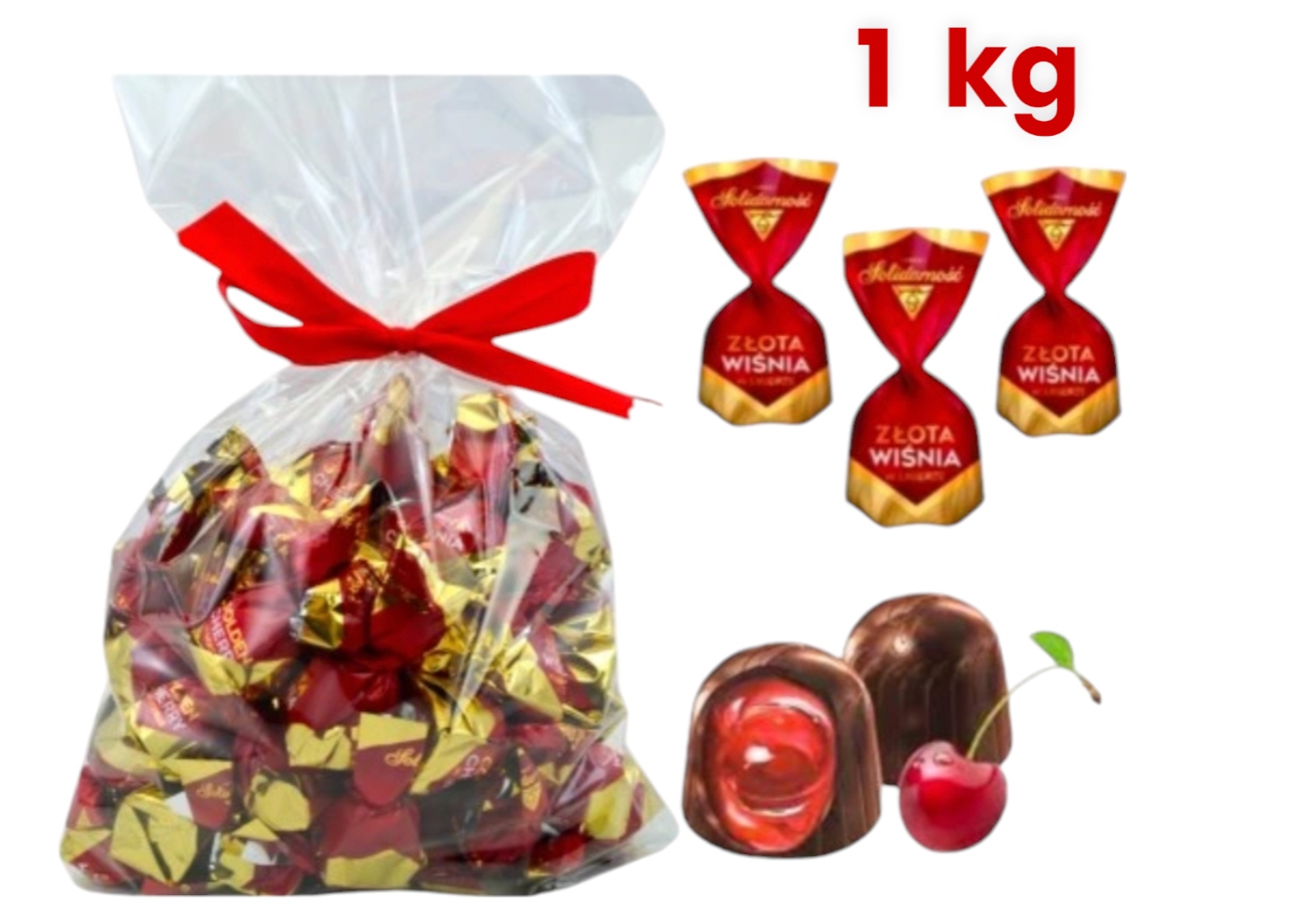 Czekoladki Solidarność Złota Wiśnia w likierze 1kg wiśnie cukierki święta na choinkę