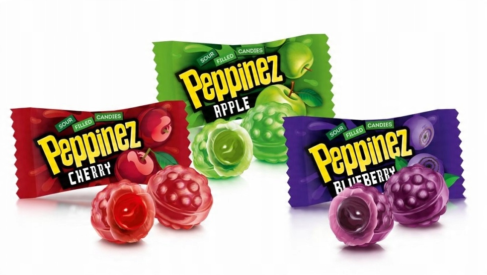 Peppinez roshen Cukierki Kwaśne Nadziewane Landrynki Owocowe Smaków 1KG ŚWIĘTA