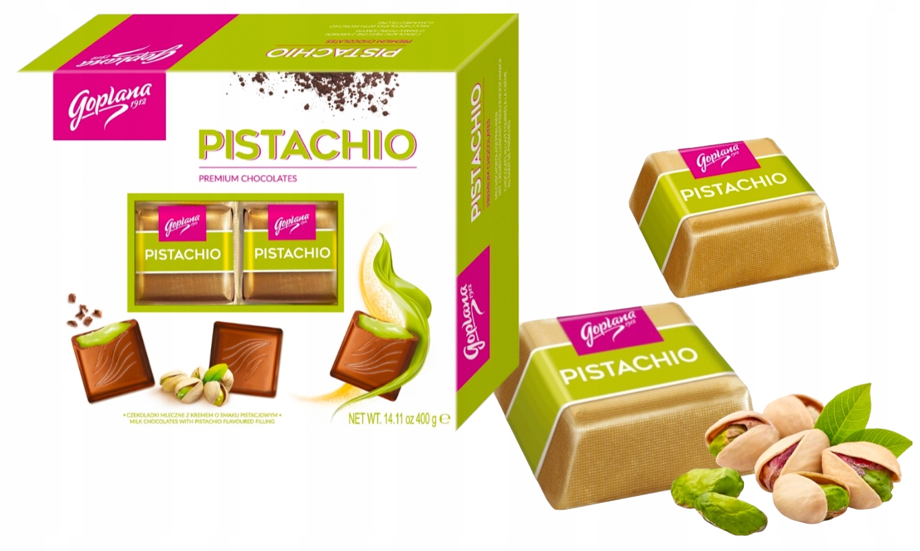 Czekoladki 400g Solidarność Pistacjowe święta Mikołaja pistacja goplana PREZENT POD CHOINKĘ