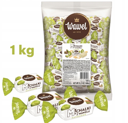 Wawel Michałki Białe Pistacjowe Cukierki Pistacja 1kg Czekoladzie choinkę mikołaja