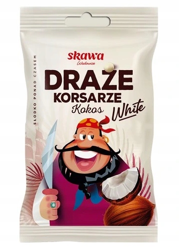 Skawa Draże Kokosowe Śmietankowe korsarz księżniczki BANANOWE 10x70g dzieci ZESTAW