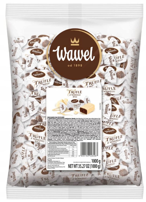 Wawel Trufle Białe Cukierki Kakaowe Rumowe W Czekoladzie Białej Z Rumem 1kg święta mikołaj