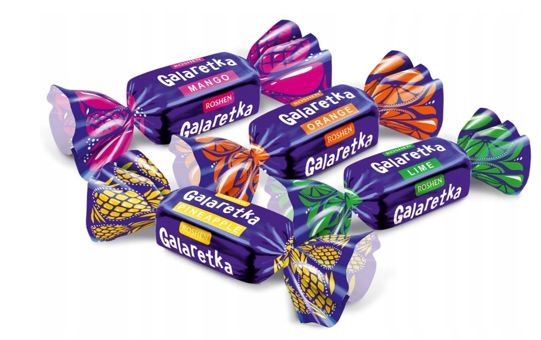 Roshen Cukierki Galaretki Owocowe w Czekoladzie Galaretka dla dzieci 1kg święta Mikołaj choinkę