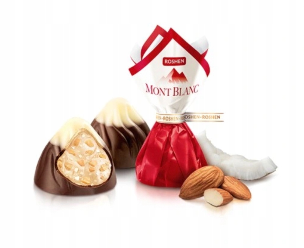 Roshen Cukierki Praliny Mont Blanc Migdał Kokos Migdałowe na Święta 1 kg świąteczne
