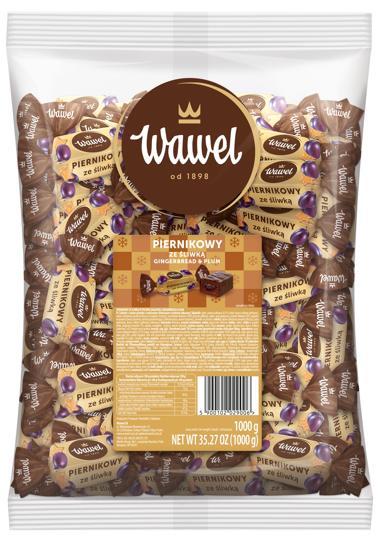 Wawel Cukierki Piernikowe ze Śliwką Piernik na Choinkę Mikołaj Święta 1kg świąteczne