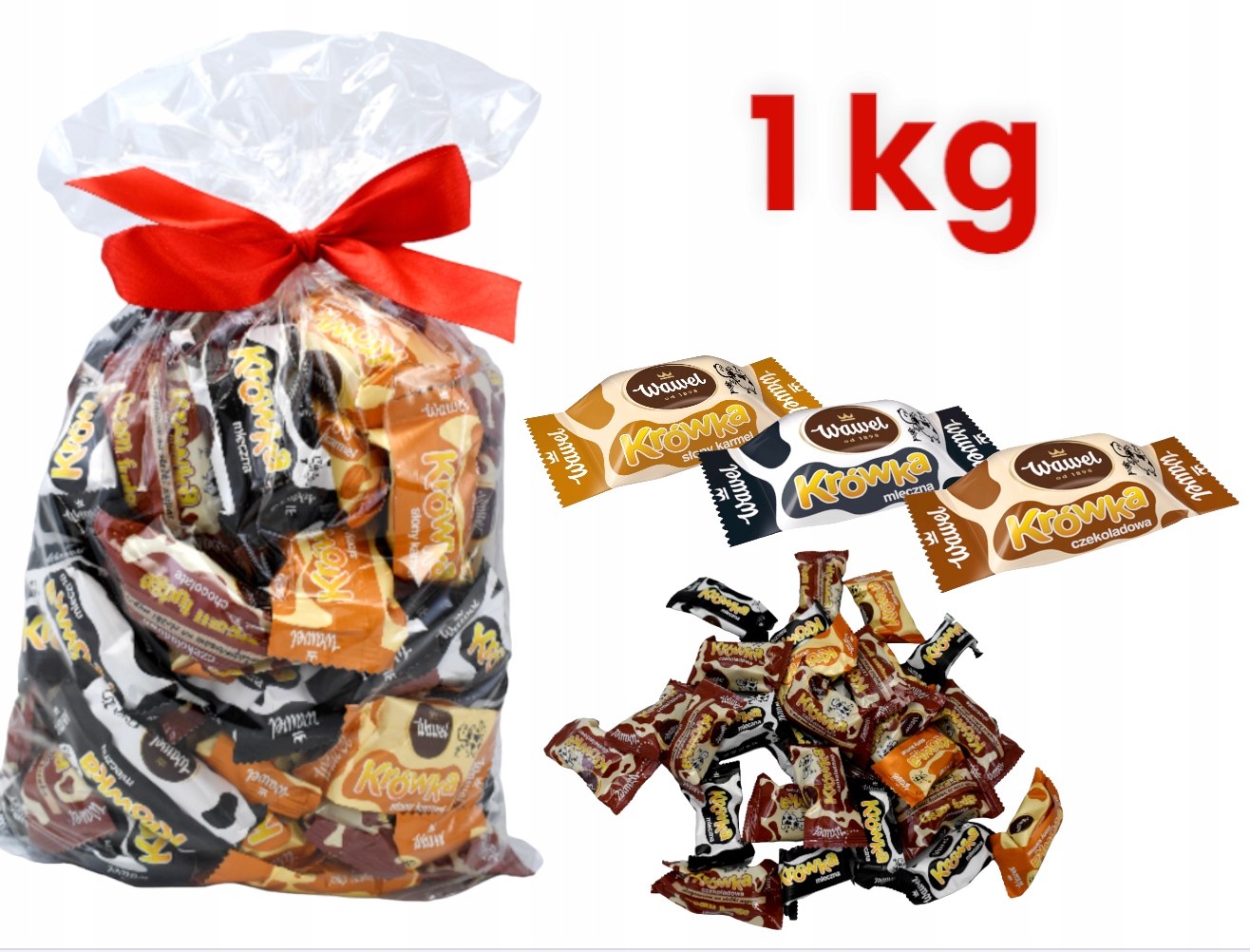 Wawel Cukierki Krówka Mleczna Słony Karmel święta Mikołaj Mix 1kg krówki