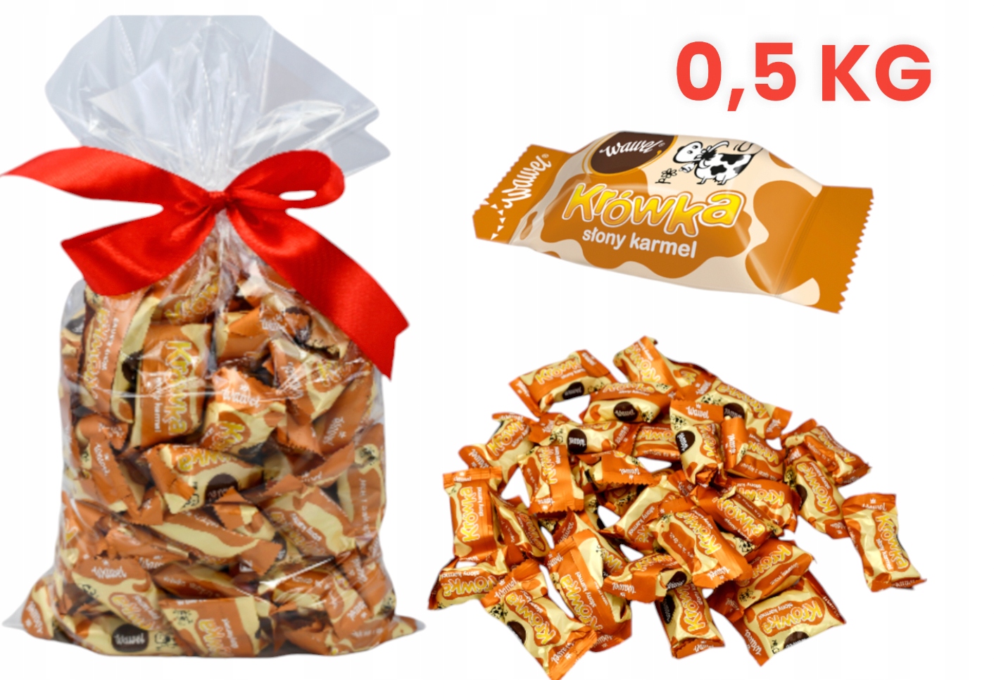 Wawel Cukierki Krówka Mleczna Słony Karmel 500g krówki Mikołaj ŚWIĘTA