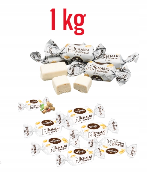 Wawel Cukierki Michałki Białe W Czekoladzie Z Orzechami święta Mikołaj Prezent 1kg choinkę