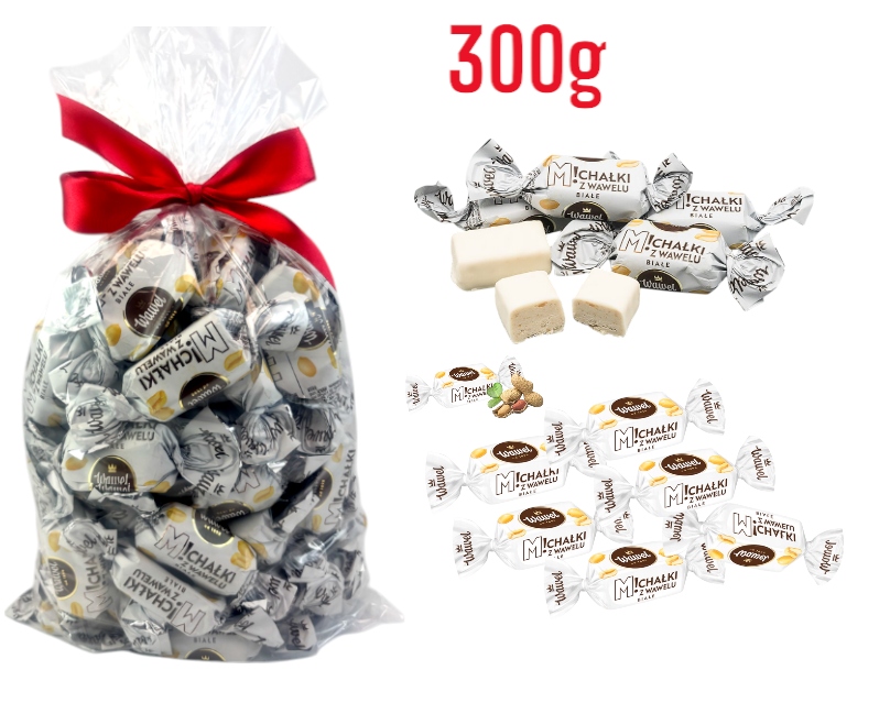 Wawel Cukierki Michałki Białe Czekoladzie z Orzechami Orzech Prezent 300g Mikołaja święta choinkę