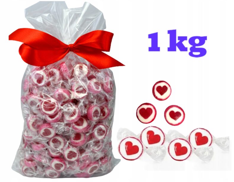 Cukierki serduszka karmelki Liwocz 1kg landrynki Love Candies owocowe