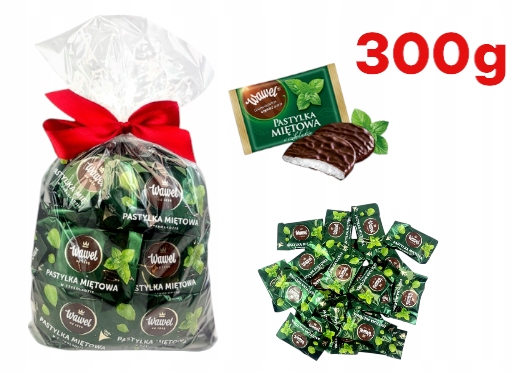 Pastylka Miętowa w Czekoladzie Wawelu Mięta Czekolada Pastylki Wawel 300g Mikołaja święta