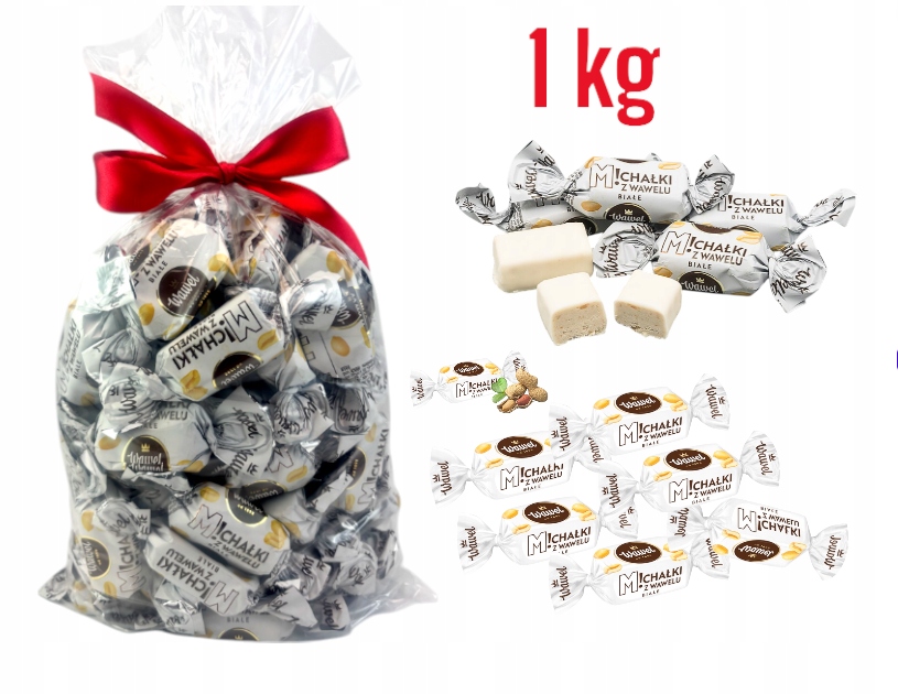 Wawel Cukierki Michałki Białe W Czekoladzie Z Orzechami święta Mikołaj Prezent 1kg choinkę