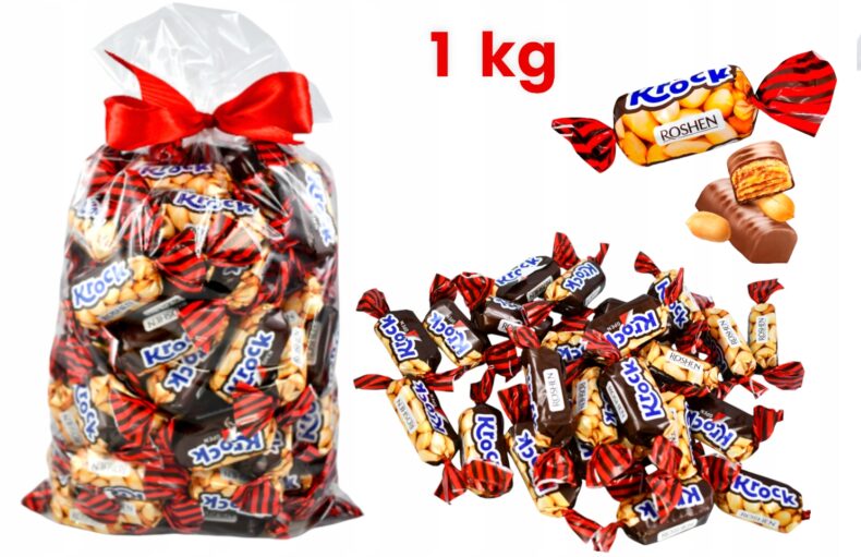 Roshen Krock Cukierki Karmelowe z orzechami Święta Mikołaj choinkę 1 kg