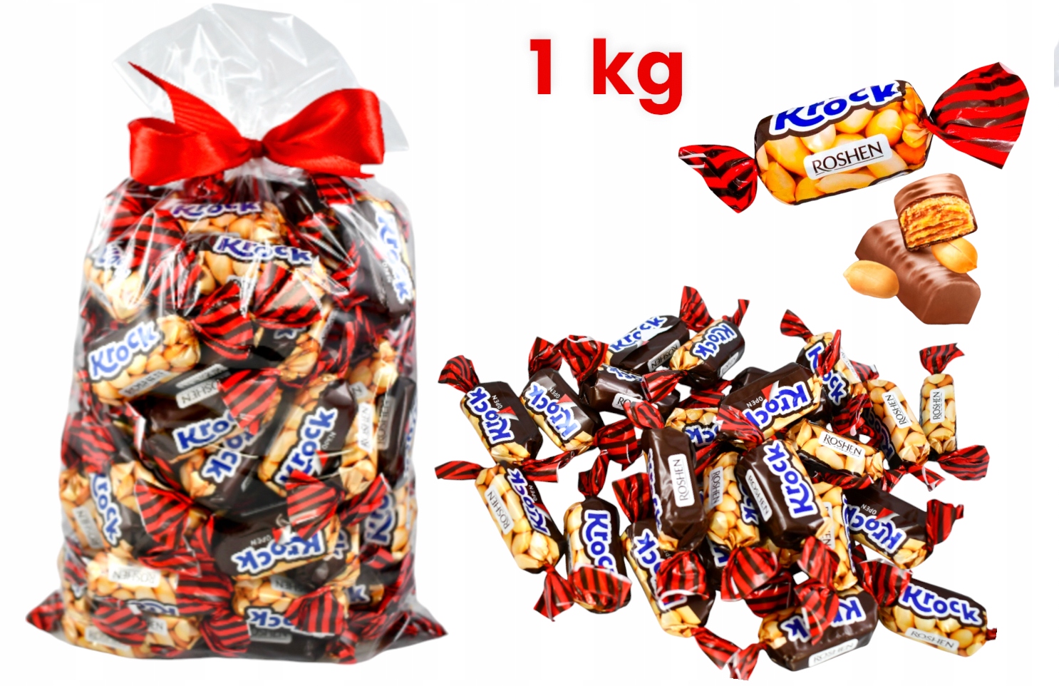Roshen Krock Cukierki Karmelowe z orzechami Święta Mikołaj choinkę 1 kg