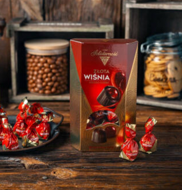 Złota Wiśnia Czekoladki Pralinki Święta Mikołaj wiśnie prezent choinkę