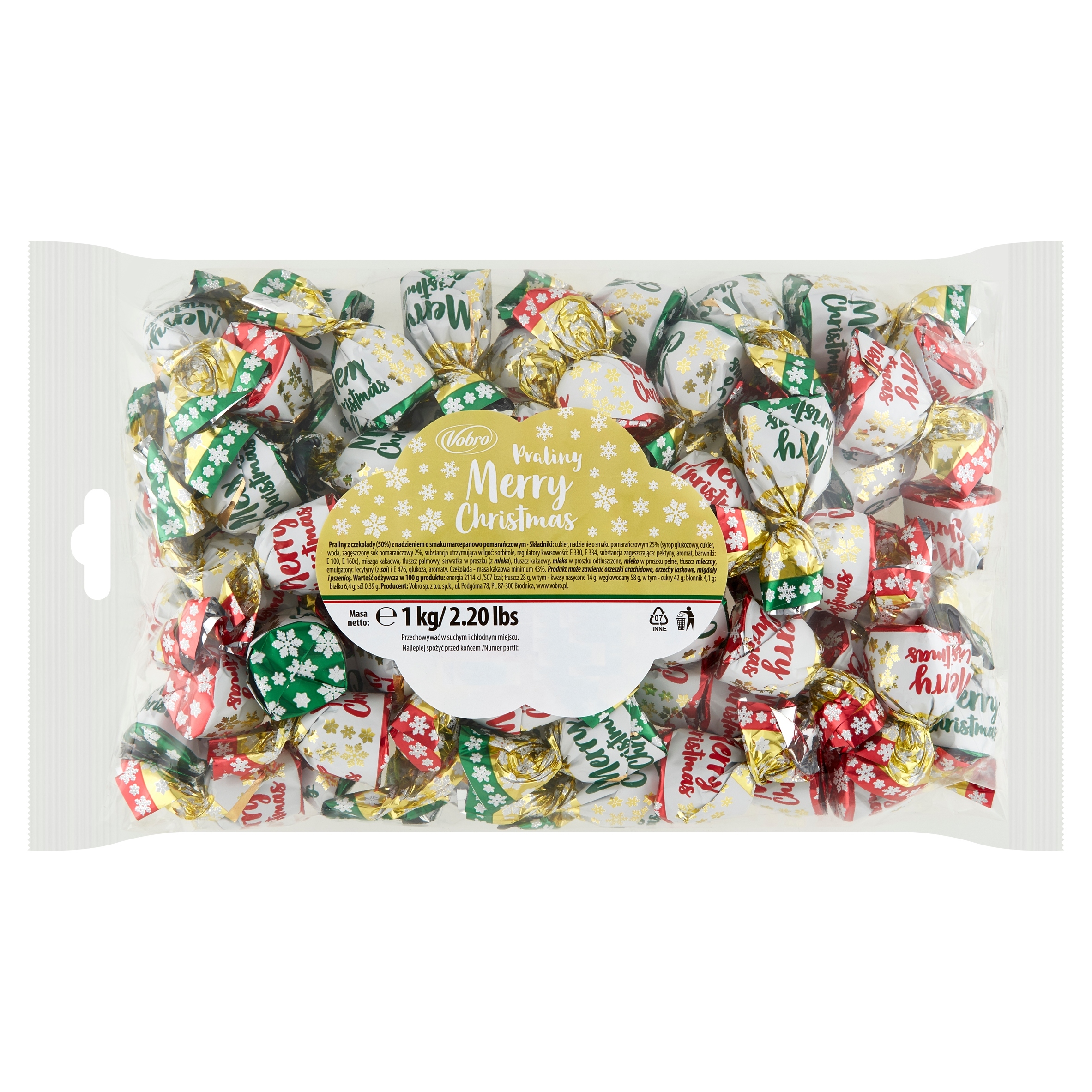 Cukierki Na Choinkę Vobro Merry Christmas Pralinki Mix Święta Mikołaja 1kg