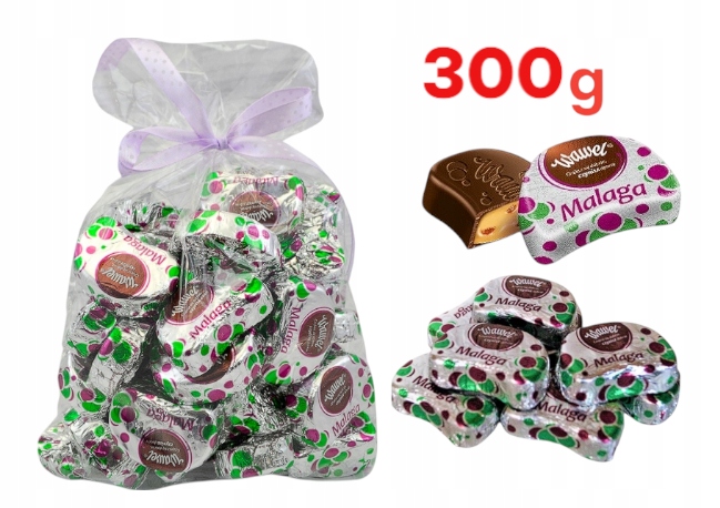 Malaga Wawel Cukierki 0,3 kg 300g nadziewane czekoladki urodziny pomadki MIKOŁAJ ŚWIĘTA