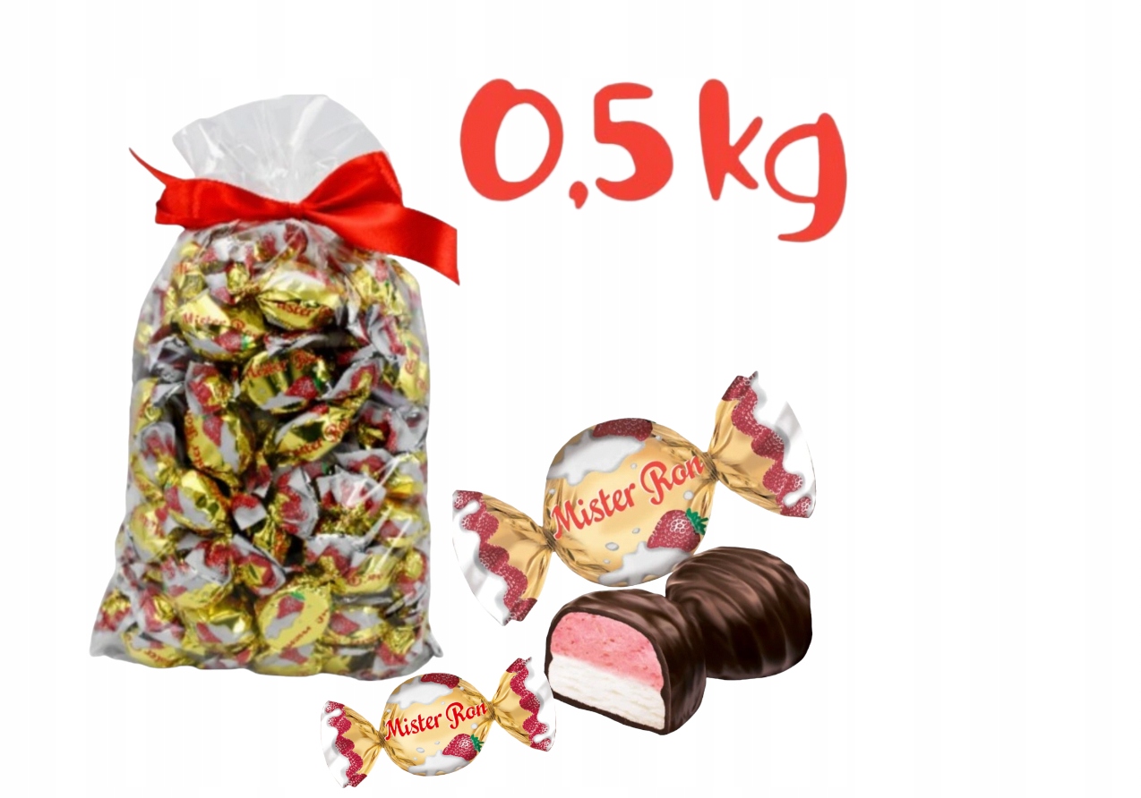 Solidarność cukierki truskawka 500g czekoladzie Mister Ron truskawkowe 0,5kg Święta Mikołaja