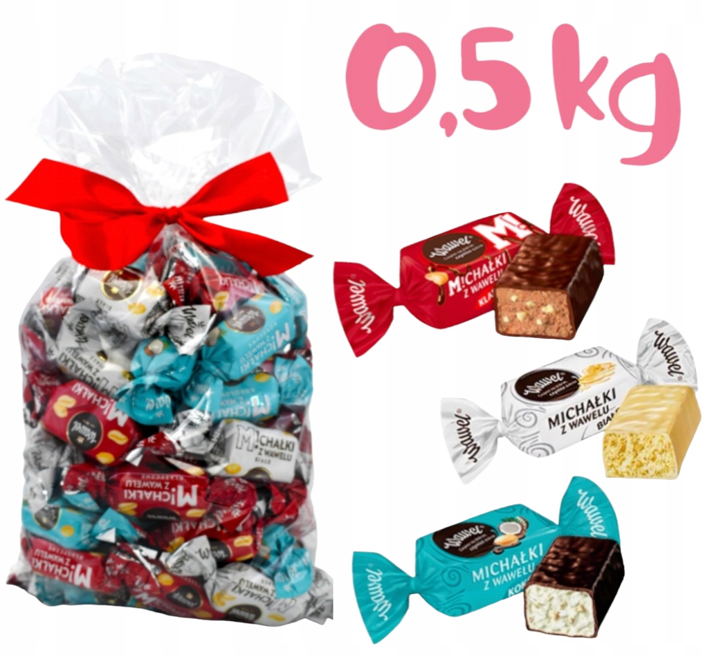 Wawel Cukierki Michałki Orzechowe Białe Kokosowe choinkę święta Mikołaj 0,5 kg