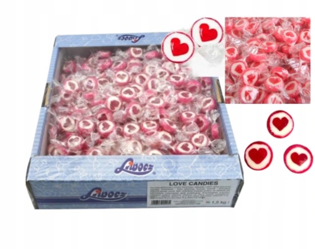 Cukierki serduszka karmelki Liwocz 1kg landrynki Love Candies owocowe