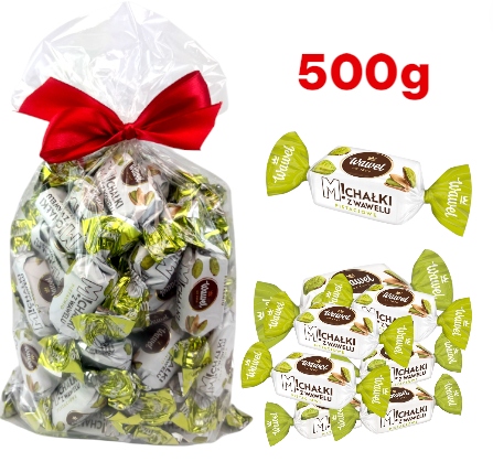 Wawel Michałki Mikołaj Białe Pistacjowe Cukierki Pistacja 500g Czekoladzie święta Mikołaja