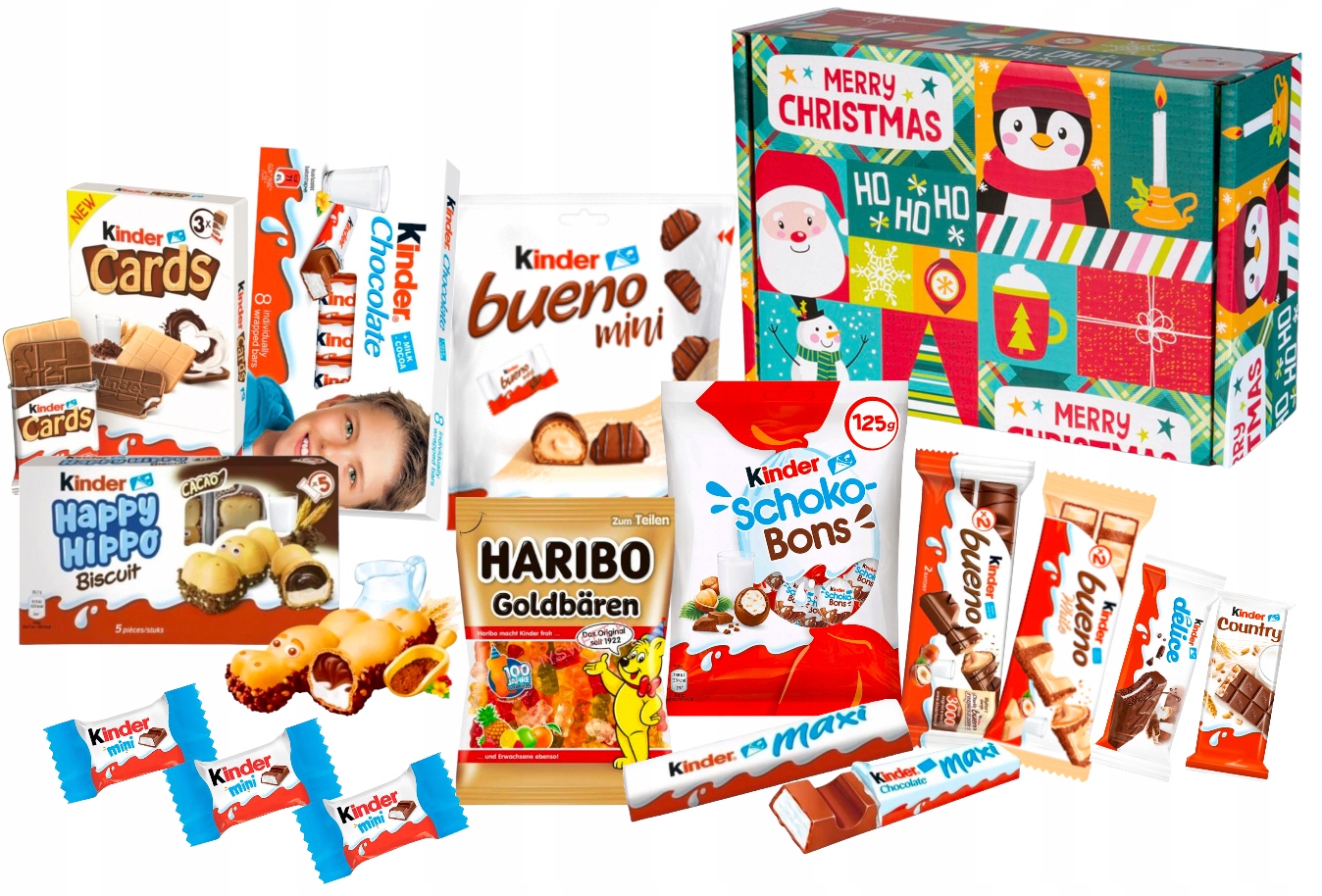 Mega Mikołajowa Paczka Słodyczy Kinder na Święta Świąteczna Paczka Prezent