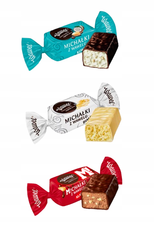 Wawel Cukierki Michałki Klasyczne Orzech Białe Kokos choinkę święta Mikołaja 1kg