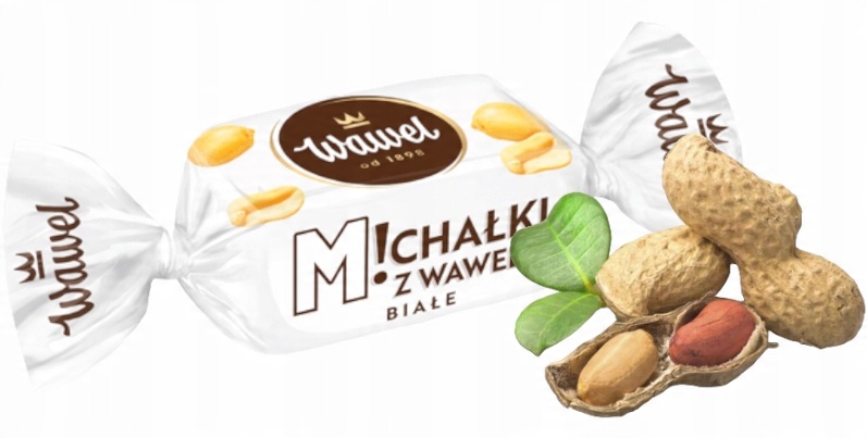 Wawel Cukierki Michałki Białe Czekoladzie z Orzechami Orzech Prezent 300g Mikołaja święta choinkę