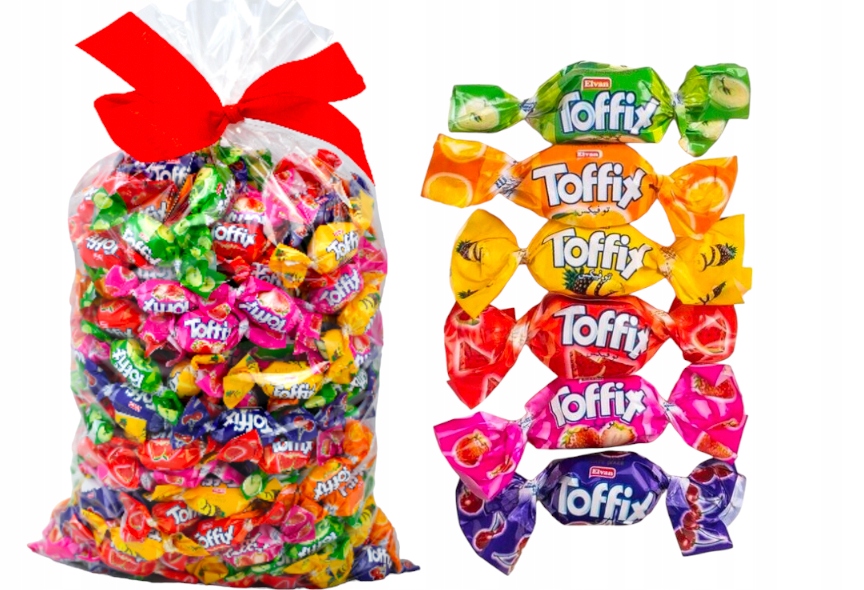 Toffix Cukierki Owocowe guma gumy rozpuszczalne 300g owocowe dla dzieci ŚWIĘTA