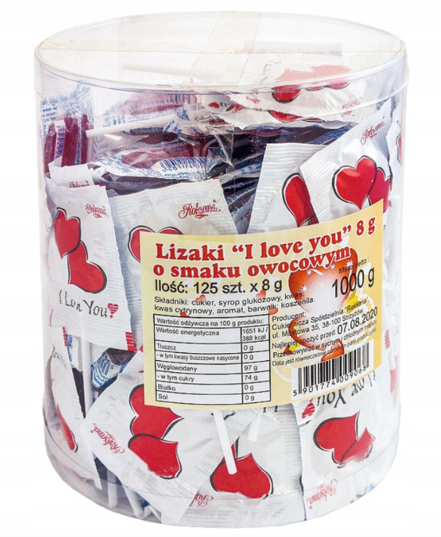 Roksana Lizaki lizak Serduszka Serca Dzień Dziecka 10 szt x 8 g serce