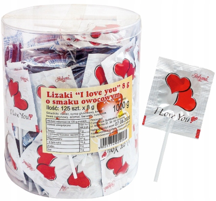Roksana Lizaki lizak Serduszka Serca Dzień Dziecka 10 szt x 8 g serce